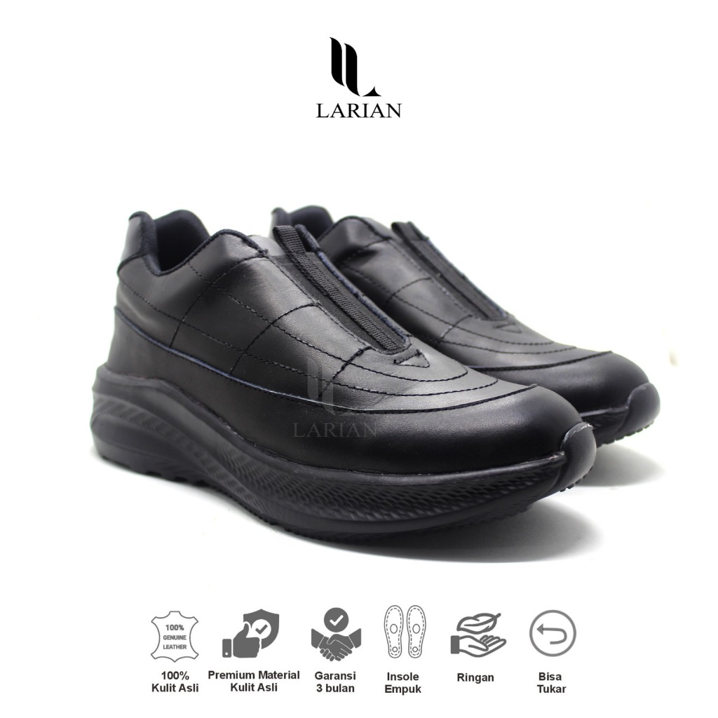 Larian Sepatu Formal Pria Kulit Asli Sepatu Pantofel Sneakers Kulit Sepatu Slip on
