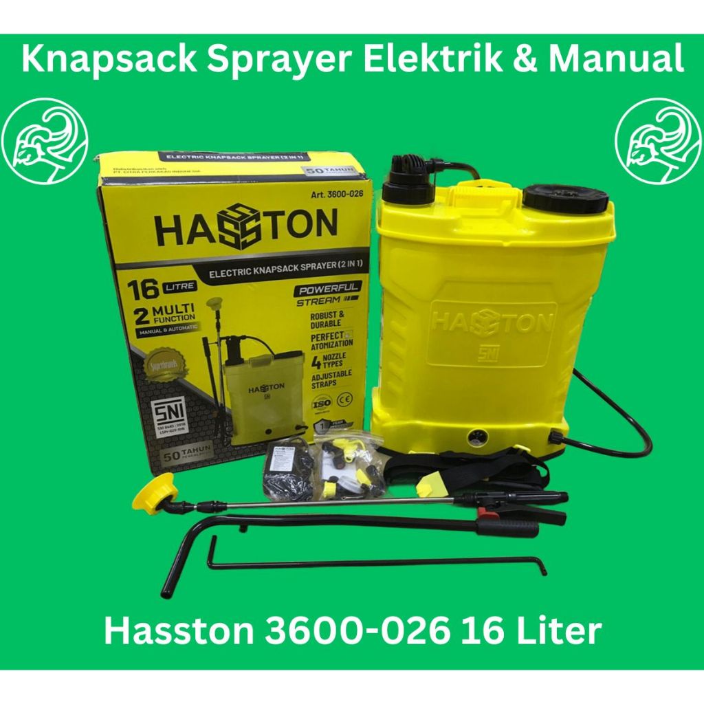 HASSTON 3600-026 Sprayer Ransel Elektrik & Manual Electric Knapsack Sprayer Hasston 16L
