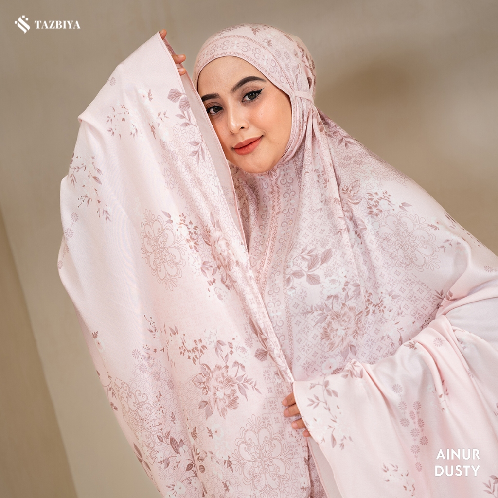 MUKENA TAZBIYA PREMIUM AINUR SERIES | Mukena Rayon Satin 2IN1 Free Sajadah | Mukena Motif Bunga | Mu