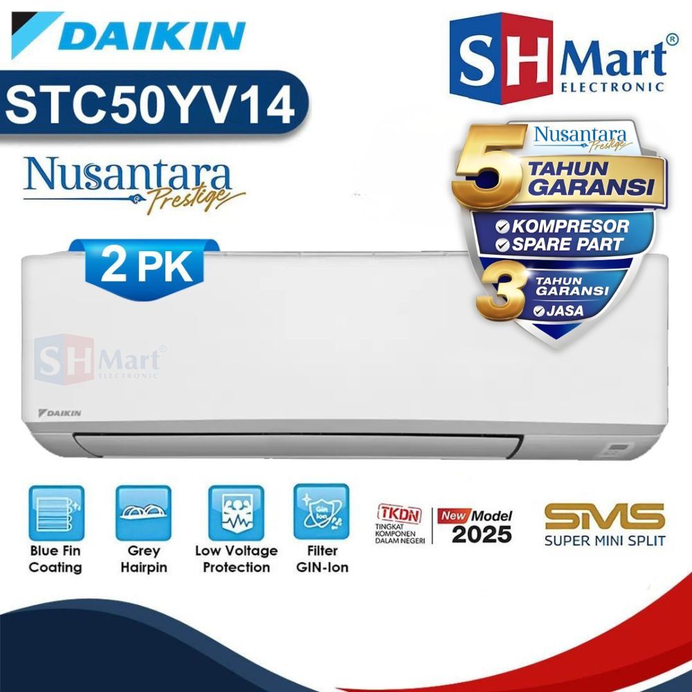 Ac Daikin 2 Pk Standard STC50YV / STC-50YV Nusantara Prestige Blue Fin Coating TERBARU 2025 (MEDAN)