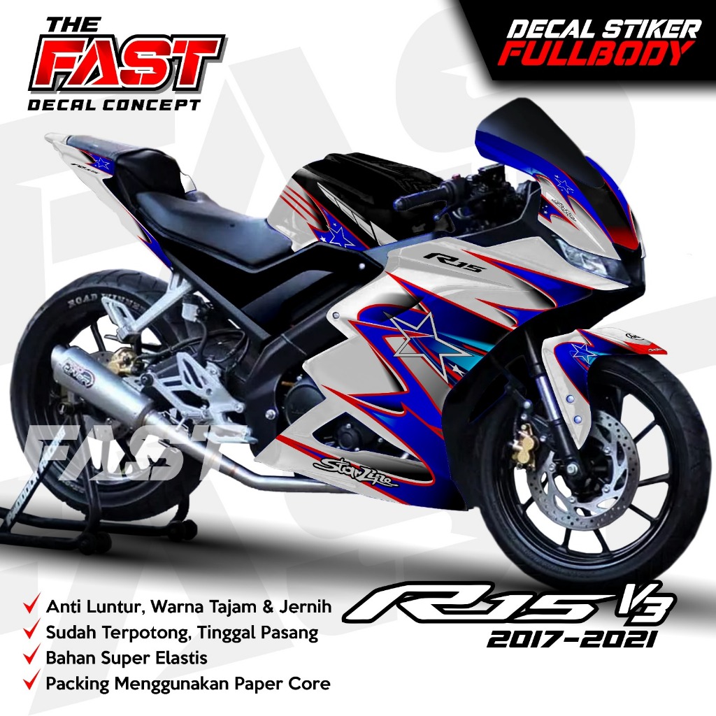 BISA COD Decal R15 V3 Full Body Stiker R15 V3 Full Body Dekal R15 V3 StarLINE Variasi Stiker R15 V3 