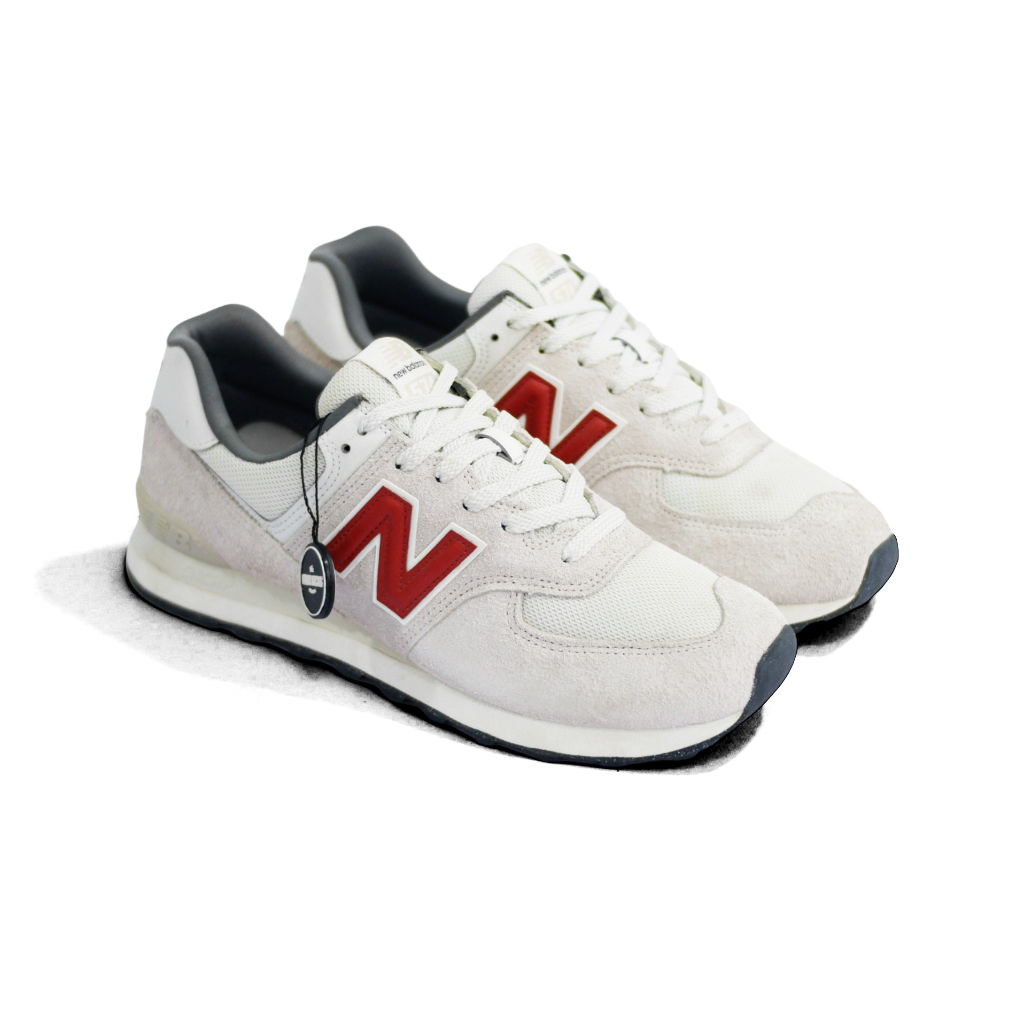 New Balance Lifestyle Shoes 574 White Red Grey Mens U574SOR - 100% ORIGINAL