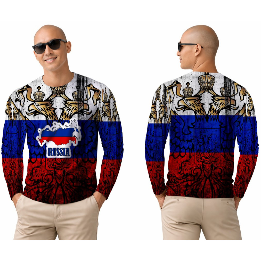 Baju Russia / Kaos Bendera Russia / Rusia Flag / Baju Tangan Panjang Tangan Pendek Tema Rusia / Rusi