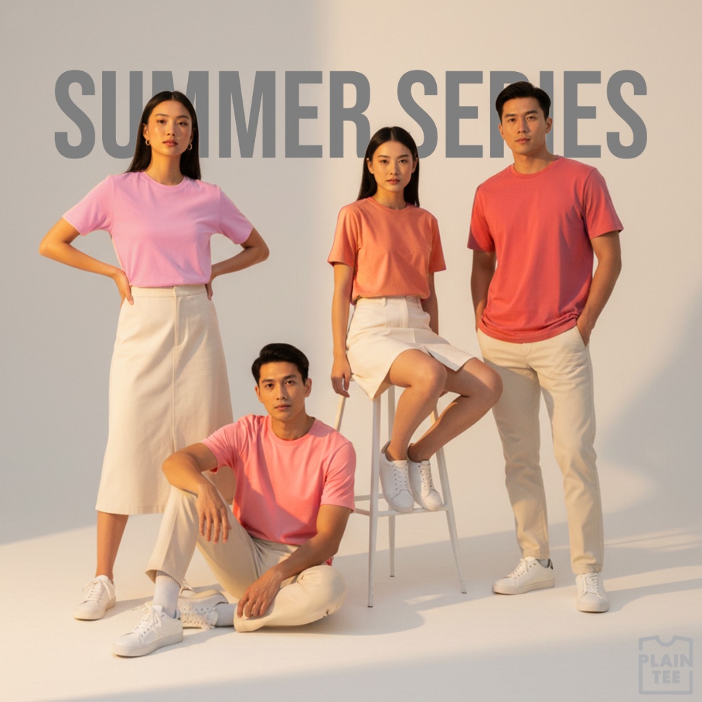 Kaos Polos Basic Lengan Pendek Pria Wanita Cotton Combed 30s Warna Red / Pink / Merah / Summer