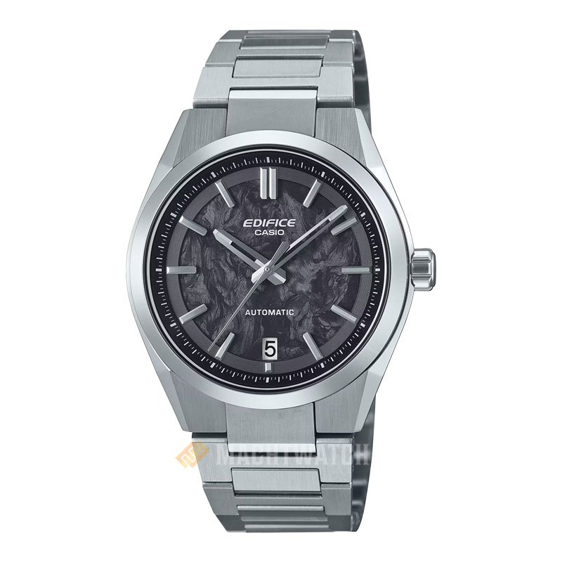 Jam Tangan Pria Casio Edifice EFK-100CD-1ADR Men Automatic Forged Carbon Black Dial Stainless Steel 