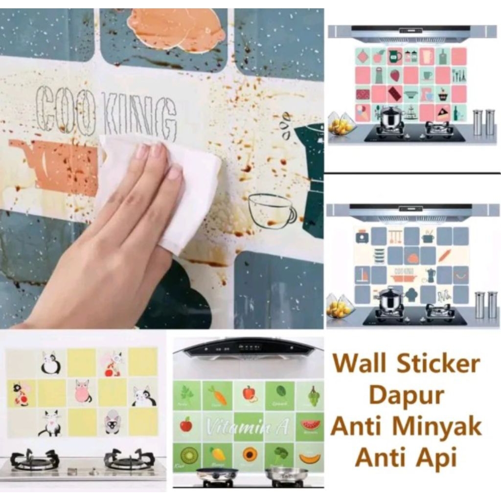 Stiker Dinding Dapur Karakter Anti Minyak Wallpaper Stiker Dinding Dapur Ukuran 75x45cm