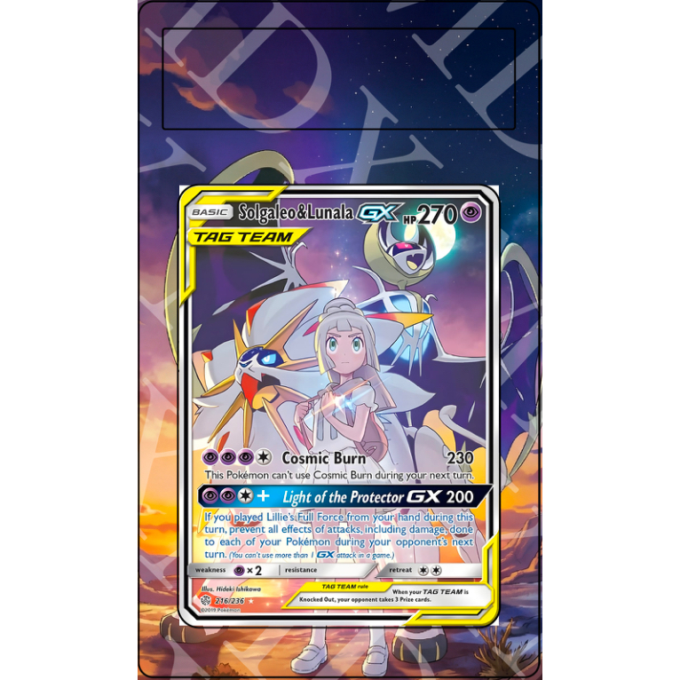 Solgaleo & Lunala GX #216 Pokemon Cosmic Eclipse (Custom Extended Art)