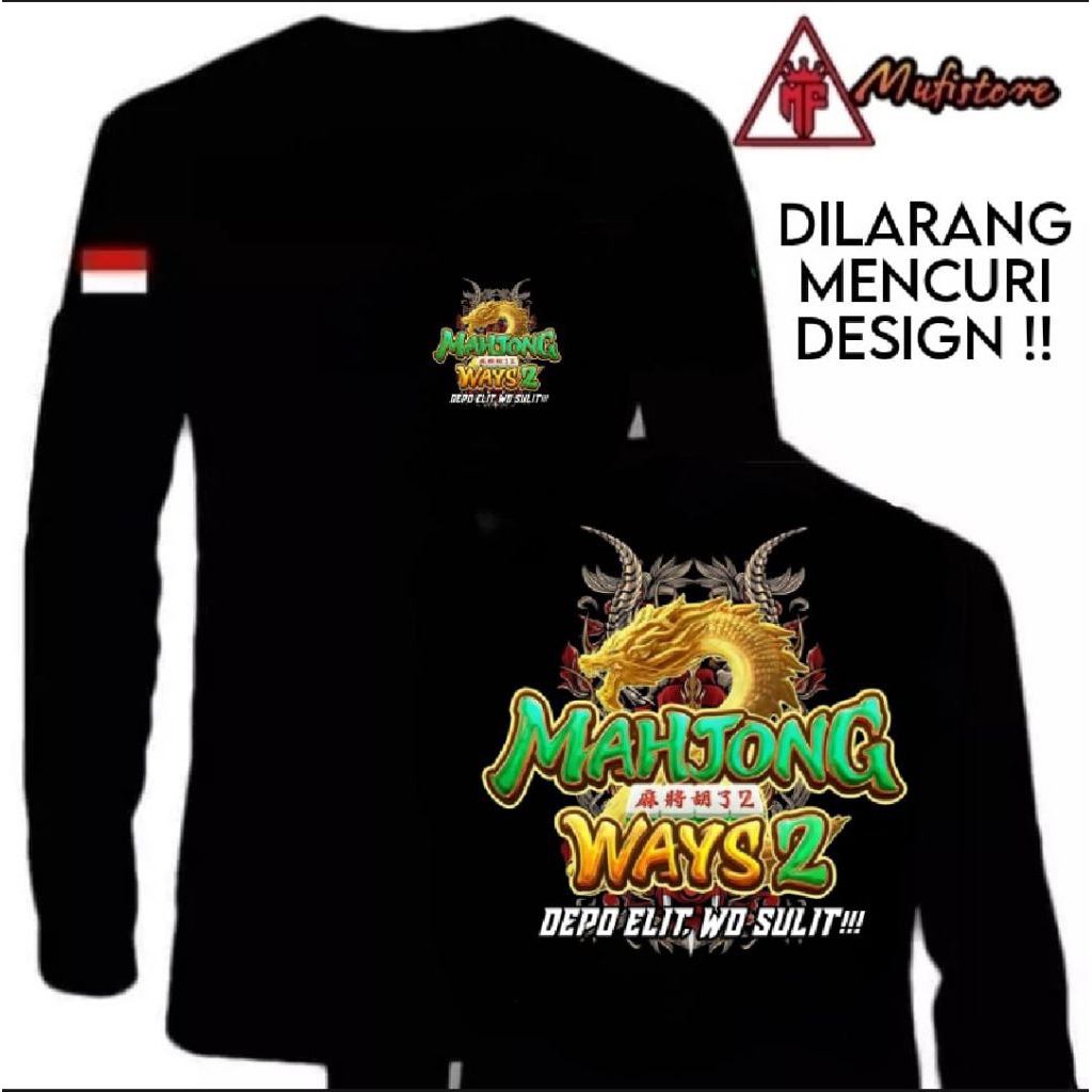 KAOS LENGAN PANJANG MAHJONG WAYS 2 DEPO ELIT WD SULIT MOTIF GOLD