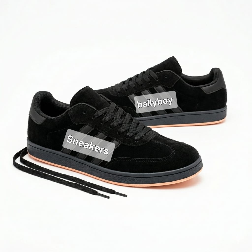 Sepatu Hitam Polos Kets Casual Pria Kerja Kuliah Sekolah