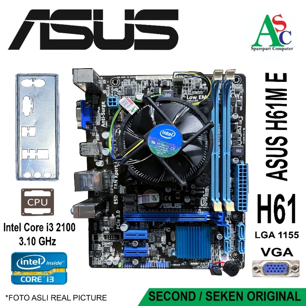 Paket Motherboard ASUS Core i3 Fan Intel Backpanel