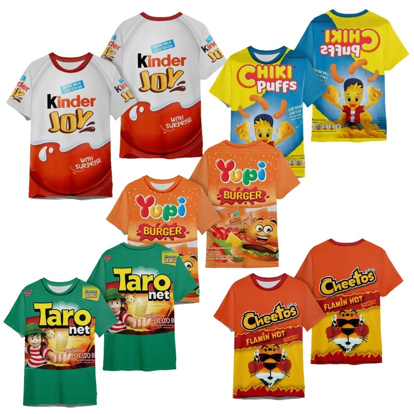 Kaos Anak Unik Jajanan Anak Sablon Sublime Fullprint Anti Luntur