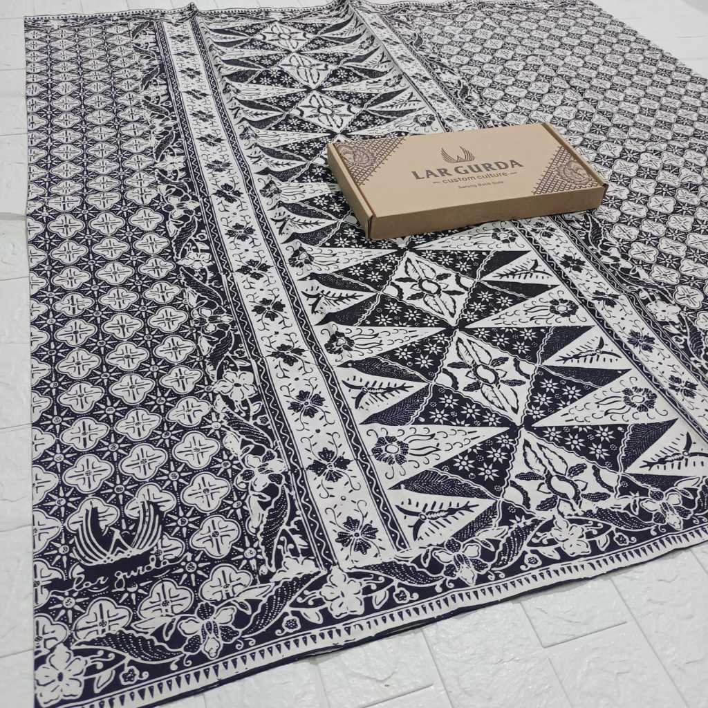Sarung Batik Lar Gurda Original Asli 100% Seri Kelengan warna Hitam Putih Sarung Kekinian Paling Mur