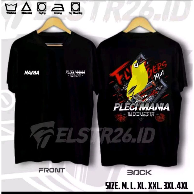 KAOS PLECI MANIA INDONESIA MOTIF PUTIH MERAH FREE NAMA