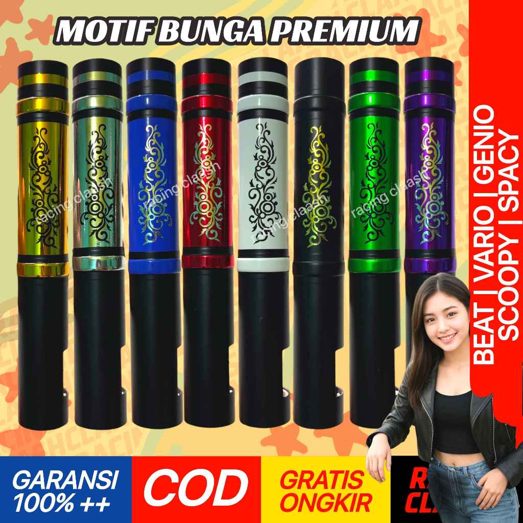 Racing Claash Cover Shock Depan Beat Vario Scoopy Spacy Genio Motif Ukiran Bunga Premium 110 125 150
