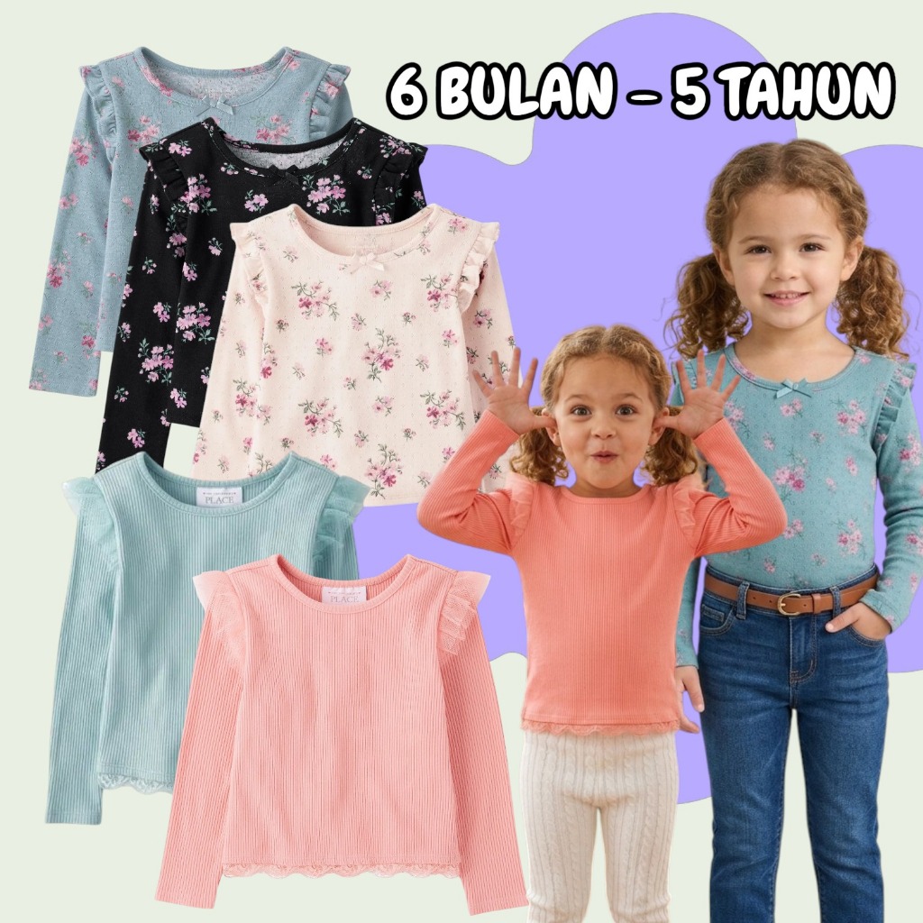 Kaos Lengan Panjang Fashion Anak Perempuan Tcp  Original Branded 6 Bulan - 5 Tahun 2722