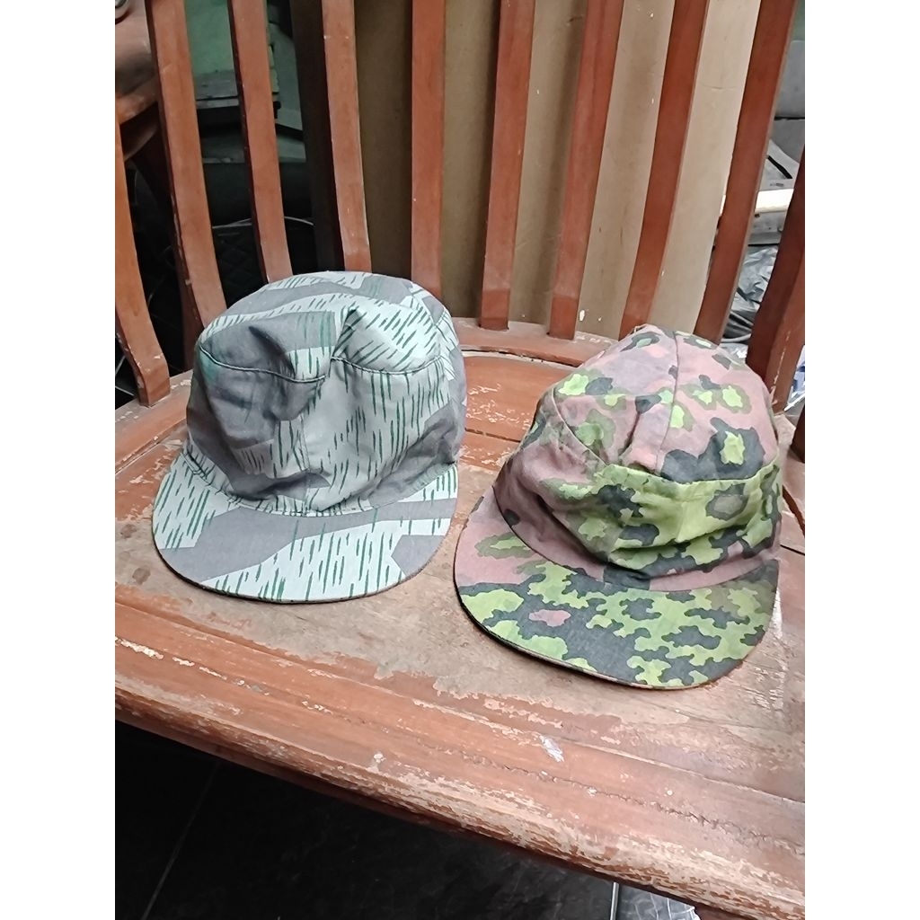 Topi Field Cap M43 Splittermuster & Oakleaf Camo German WW2 Repro Lokal Kanvas Premium