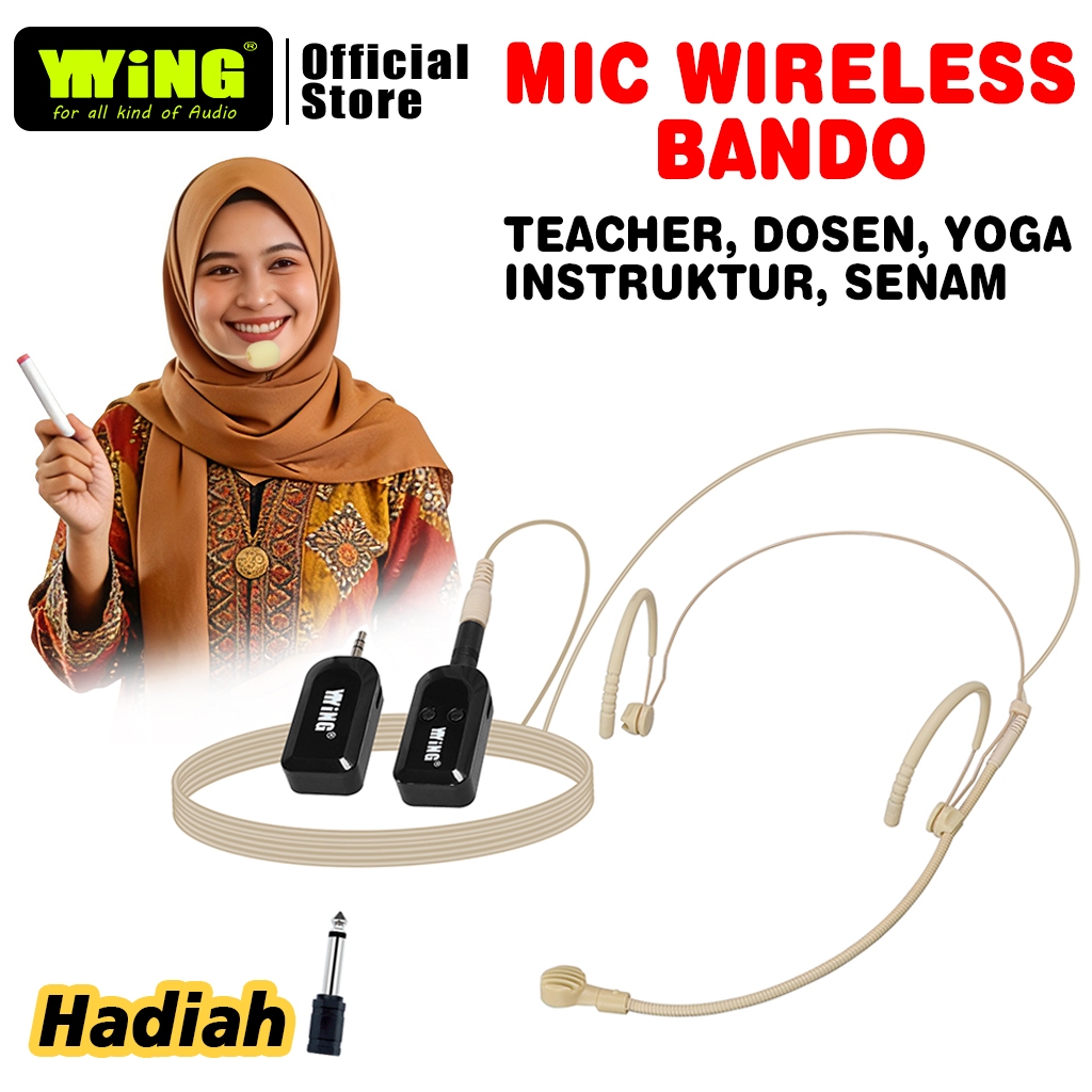 YIYiNG M1 Mic Bando Mic Wireless Headset Mikropon for Teacher Dosen Yoga Instruktur Senam Voice Call