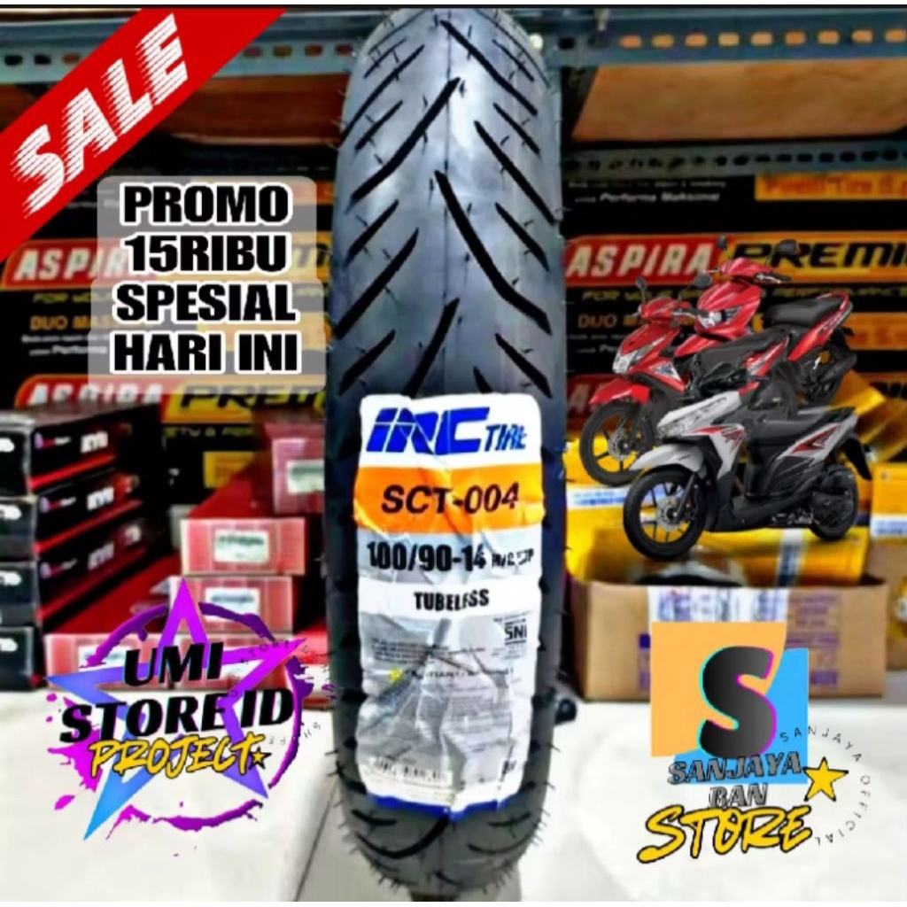 Ban Motor Matic Luar 80/90 Ring 14 - Ban Bekas Suntikan, Tahan Lama, Cocok untuk Beat Mio Vario