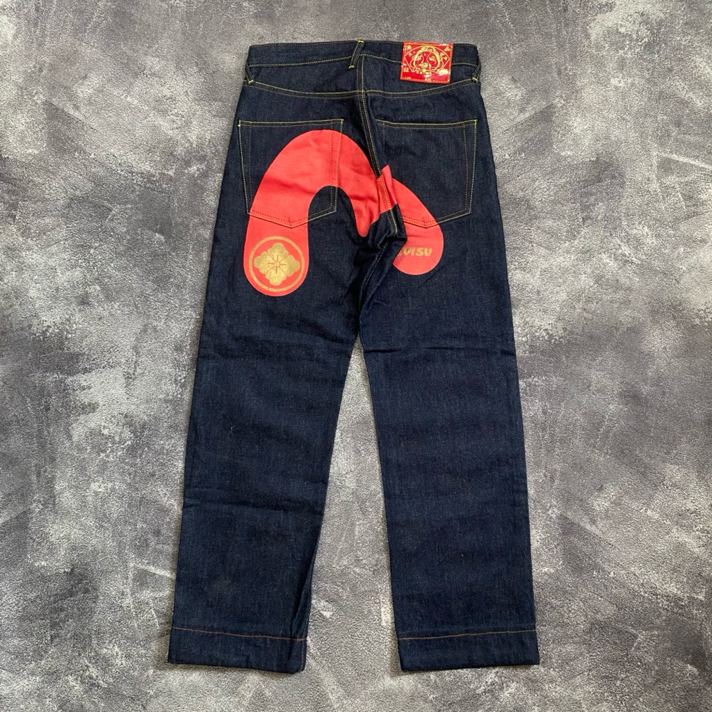 Celana Pants Evisu Selvedge Denim Jeans Big Logo Second Original