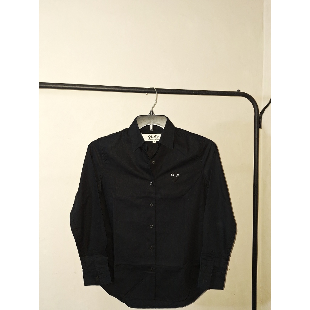 Kemeja Shirt CDG Play Black in black Pria Wanita Cotton Original