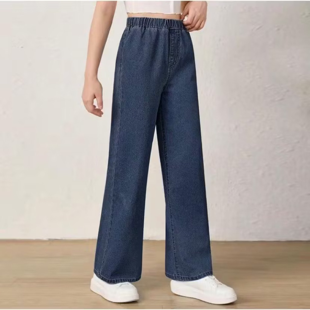 celana jeans wanita baggy jeans/jeans kulot pinggang karet melar/ jumbo/bisa sampai bb100kg