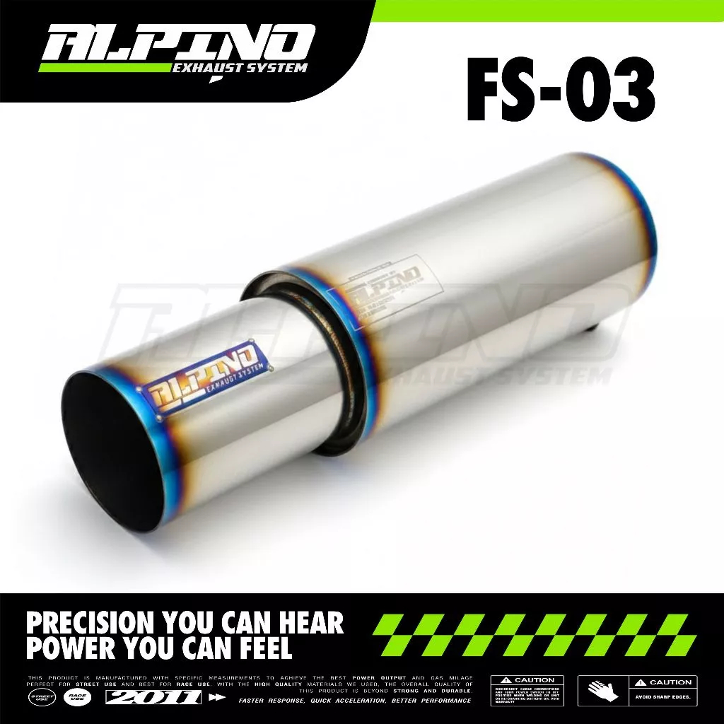 Knalpot Racing Alpino FS-03 Universal Mobil Suara Gahar Ngebas Stainless Premium | original product 