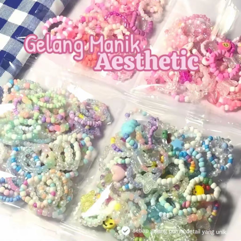 [PROMO] Cincin Manik Korea Aesthetic Lucu Set 5pcs | Cincin Wanita Bestie Couple Murah