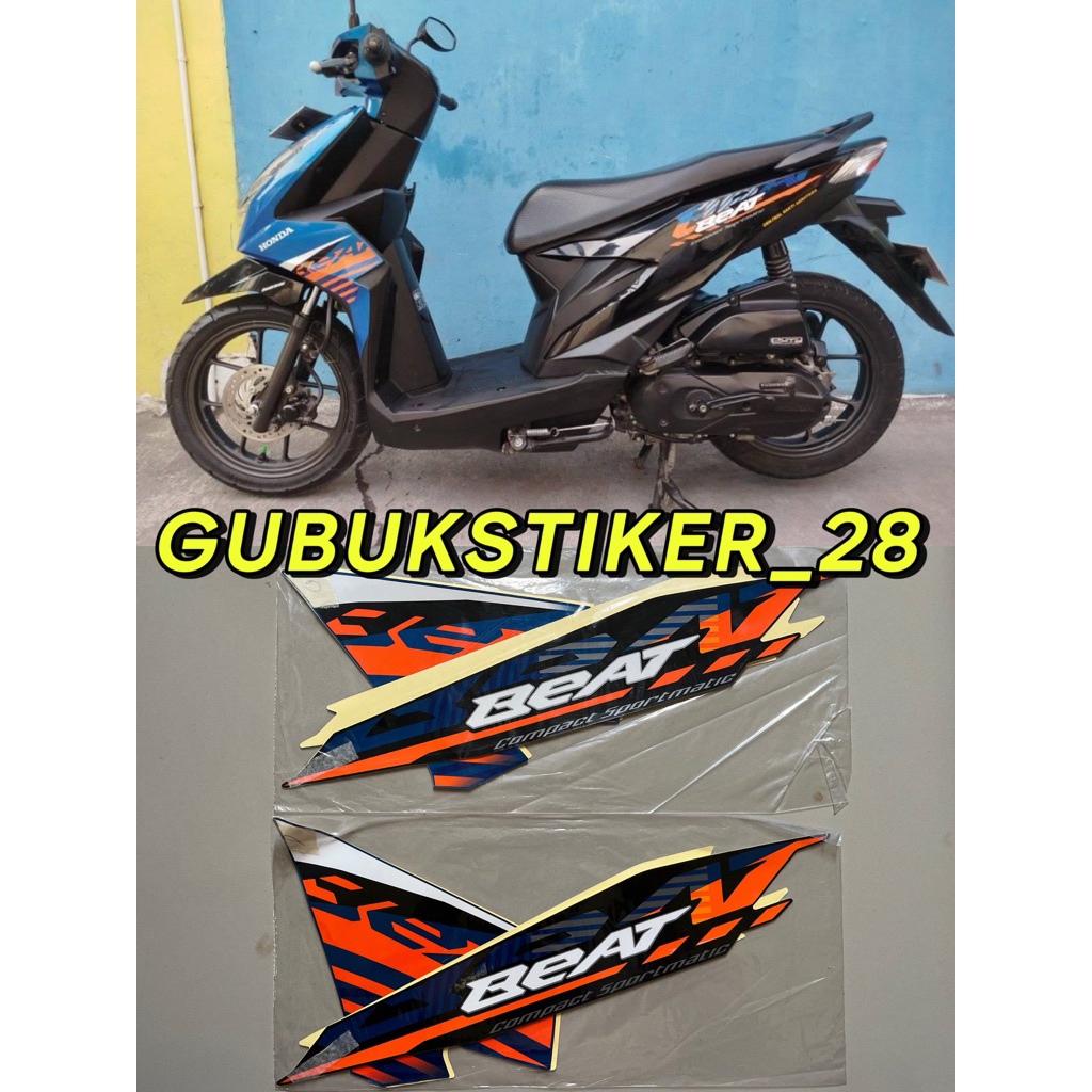 STRIPING STIKER LIS BODY MOTOR HONDA BEAT CBS 2021 BIRU HITAM