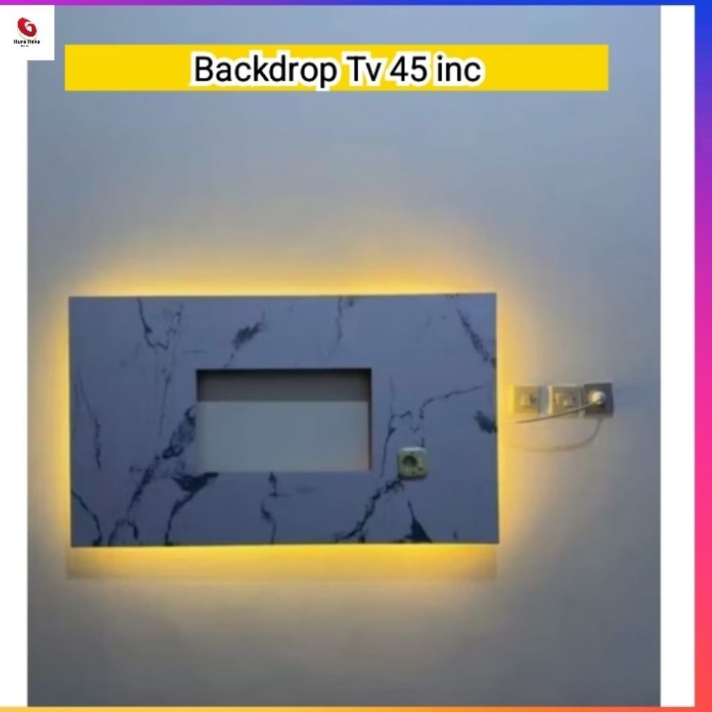 Backdrop Tv Minimalis Modern Free Lampu LED / Rak Dinding TV Estetik Ruang Tamu