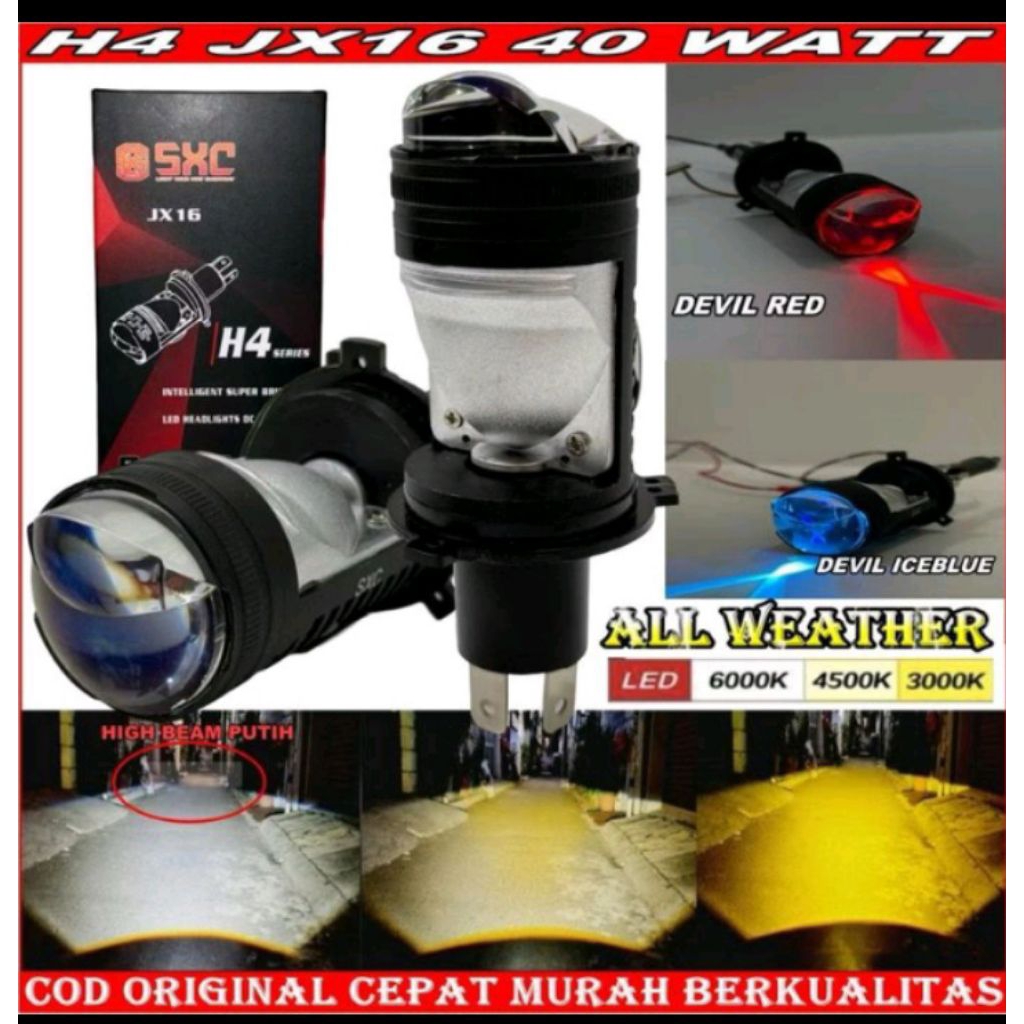 LAMPU LED PROJEKTOR BILED MINI LASER H4 OCP BILED 35WAT MREK ICC
