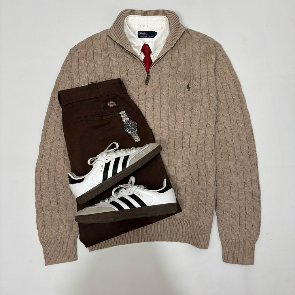 Cable Knit Catton Quarter Zip Jumper Polo Ralph Lauren