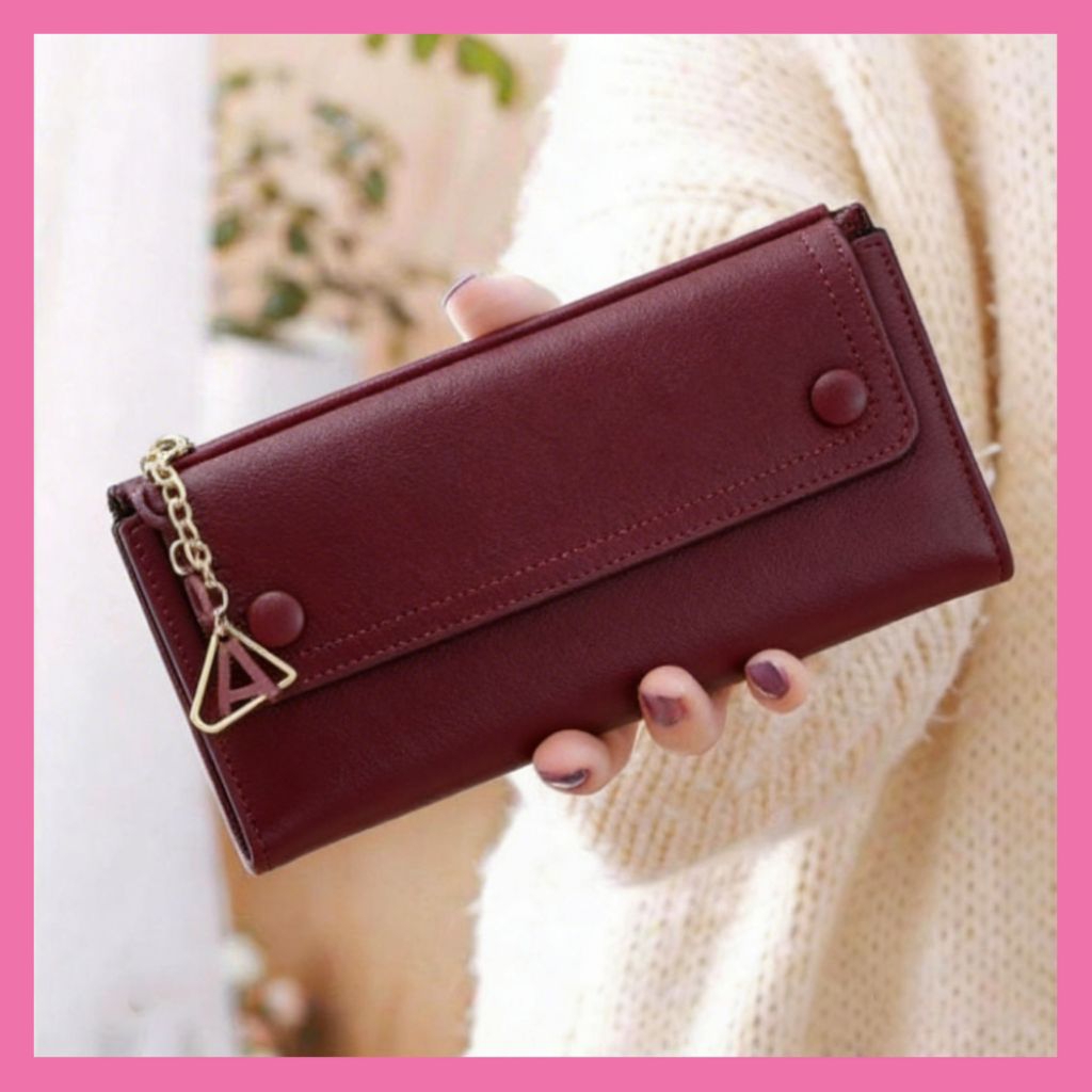 Dompet Wanita Les Femmes Dompet Panjang Color Black/Pink