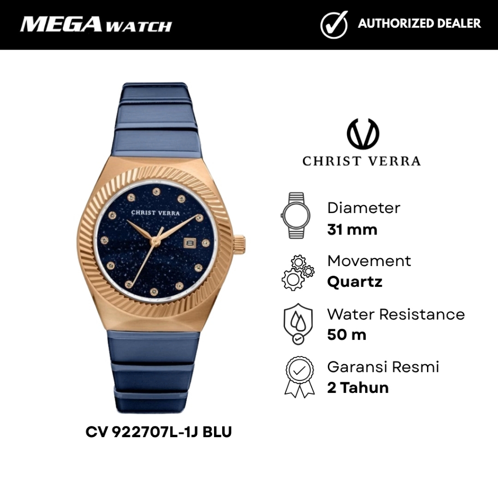 Jam Tangan CHRIST VERRA CHRIST VERRA Wanita Original CV 922707L-1J BLU