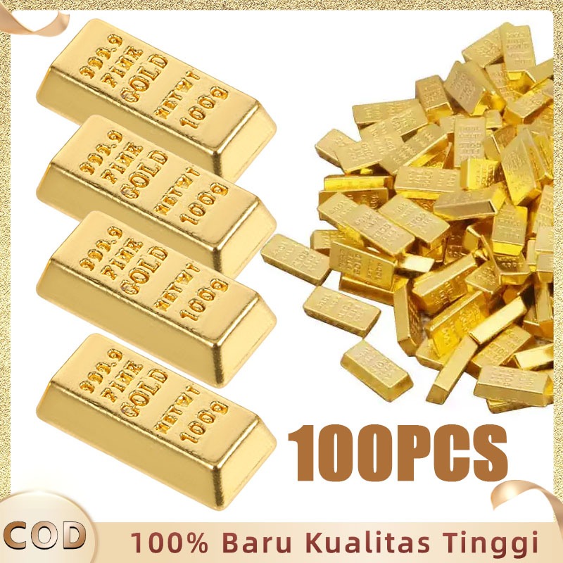 100pcs Emas Batangan Palsu Emas Antam Replika Emas Batangan Imitasi Replika Emas Batangan