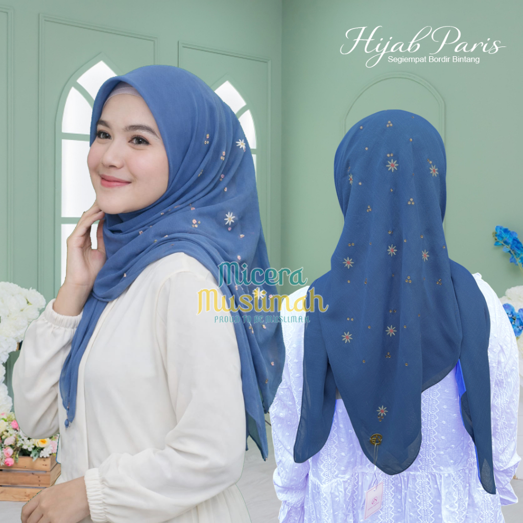 Kerudung Segi Empat Paris Payet Bordir Bintang – Micera Hijab Premium