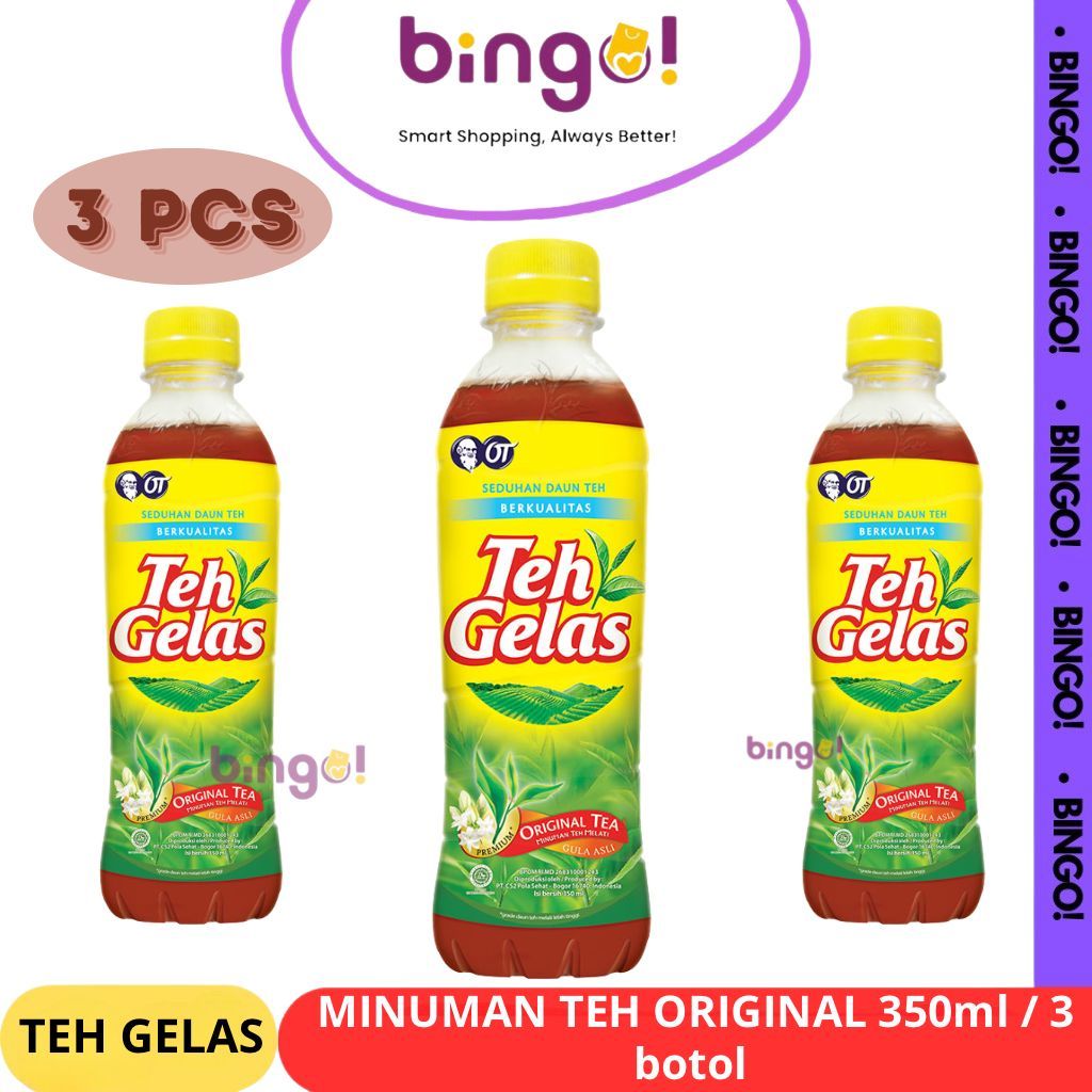 Teh Gelas Botol Original 350 ml bundling 3 pcs | Minuman teh kemasan ready to drink