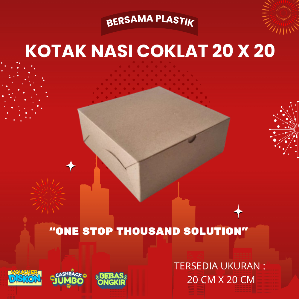 Promo DUS NASI R10K KOTAK NASI 20X20 KARDUS R10K Coklat
