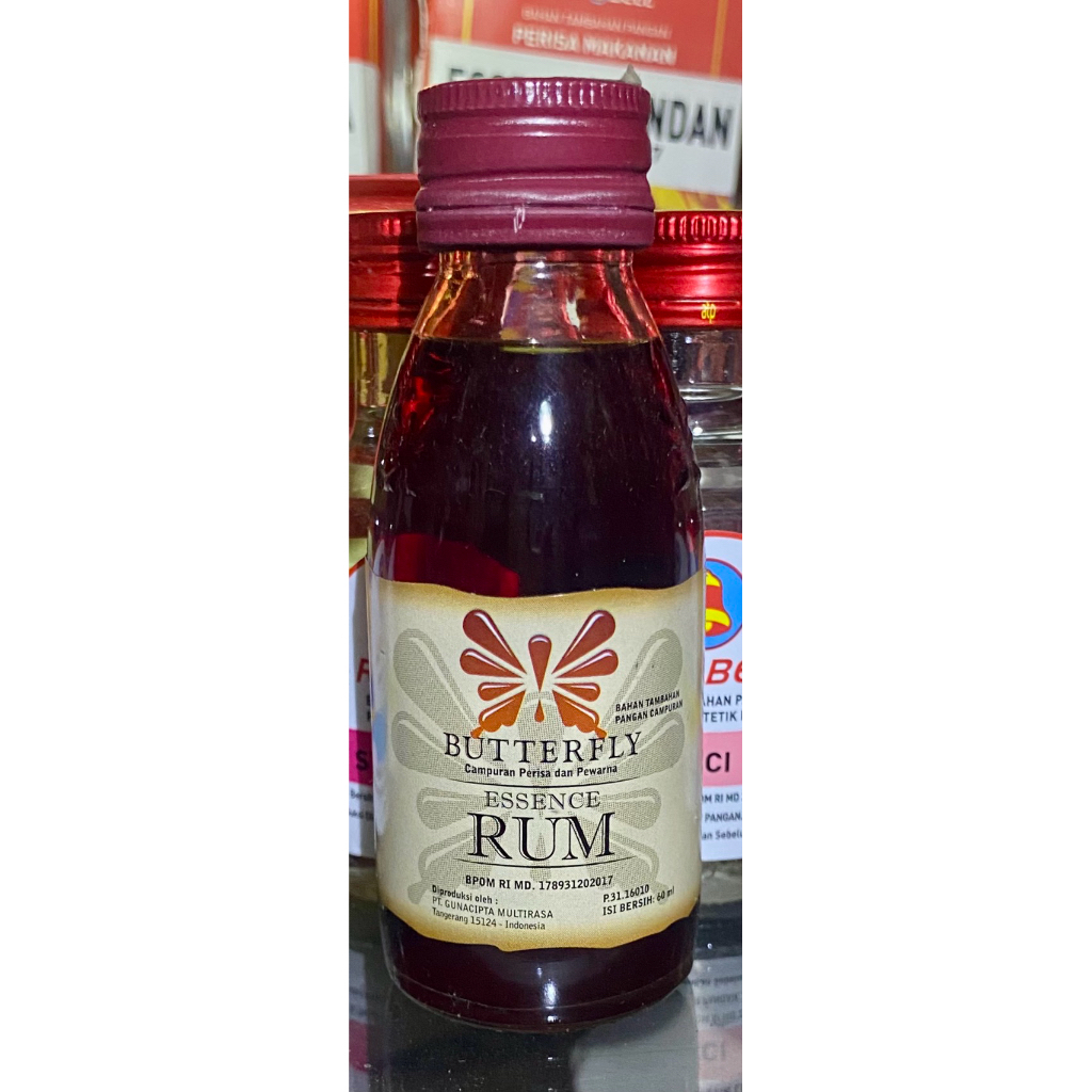 rum rhum essence pasta perisa rhum jamaica merk butterfly kupu koepoe koepoe botol kaca 60ml pewarna