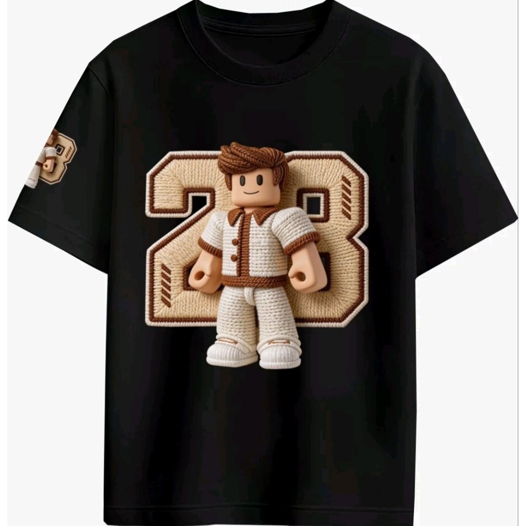 KAOS ANGKA DENGAN KARTUN ANAK GAMBAR BUKAN RAJUT TAPI GAMBAR PRINTING/CUSTOM NAMA DAN ANGKA