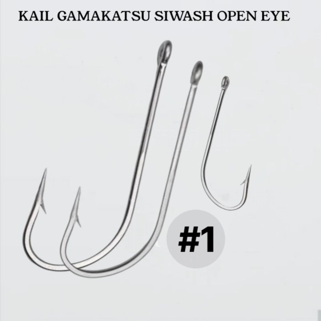 RF00 10pcs kail pancing gamakatsu siwash open eye no.1 lengan panjang berlubang