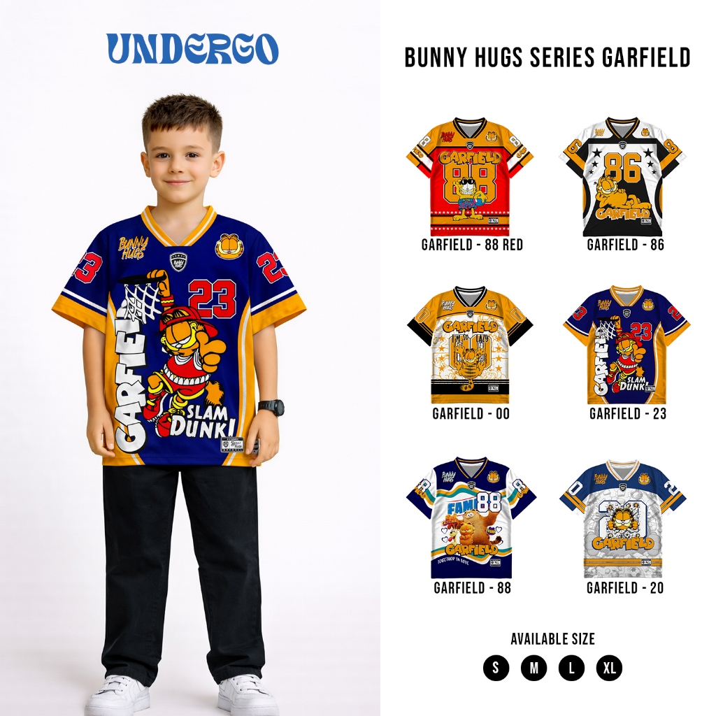 UNDERGO Jersey Anak Number 23 Vintage Jersey Casual Full Printing Jersey Garfield