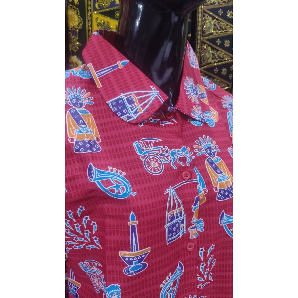 blouse batik betawi kode kerak telor merah