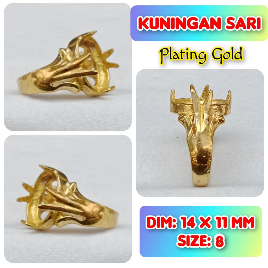ring emban batu akik dan permata kuningan.02