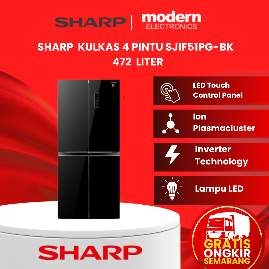 SHARP KULKAS 4 PINTU MULTIDOOR 472 LITER SJIF51PGBK