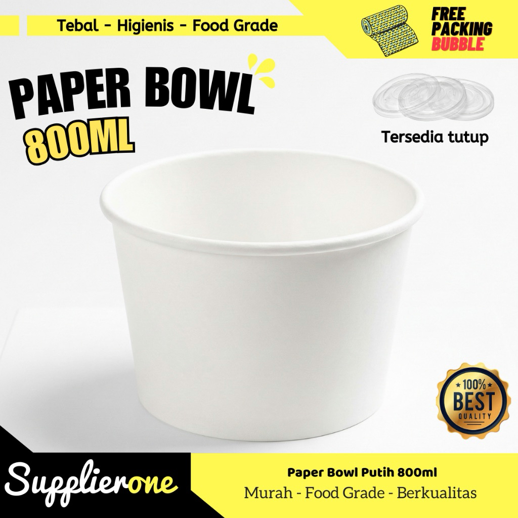 Paper Bowl Motif 650ml + TUTUP isi 50 pcs