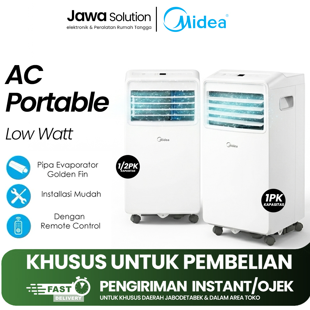[KHUSUS INSTANT] AC PORTABLE MIDEA1/2 PK DAN 1PK MIDEA MPHA-05 CRN7 / MPHA-09 CRN7 LOW WATT 560W - 1