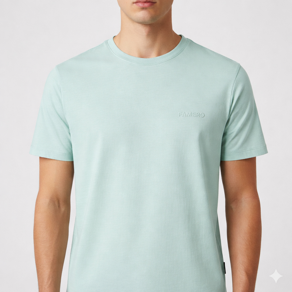 FAMERO - Kaos Polos Distro Pria Premium - Warna Biru Muda