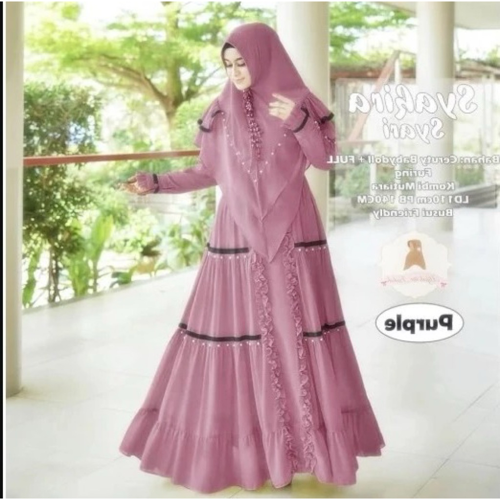 TERBARU SYAKIRA SET HIJAB Baju Gamis Ibu Ibu Ceruty 2026 Model Terbaru Lebaran Mewah Elegan Kondanga
