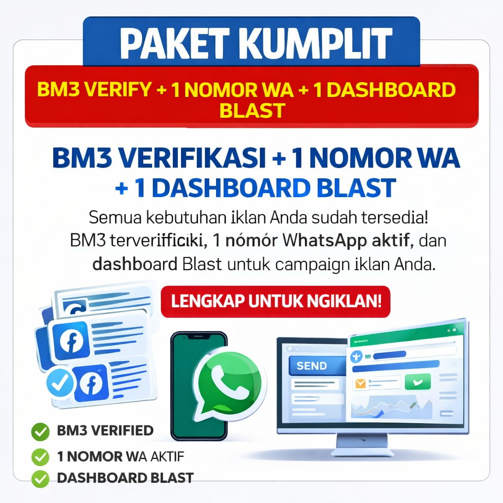 BM3 Verified + 1 Nomor WhatsApp + Dashboard Blast | Paket Komplit Siap Iklan & Closing