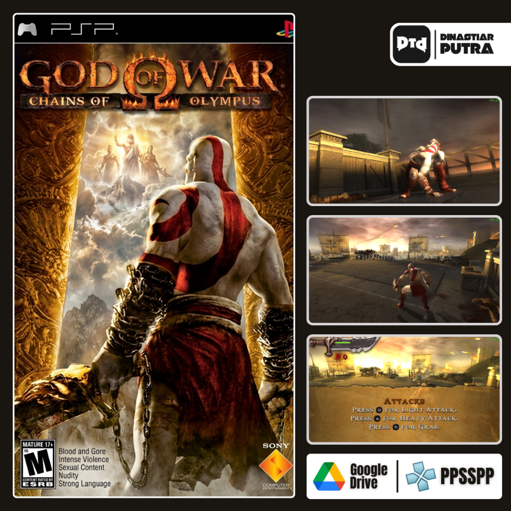 Game PSP God Of War: Chains Of Olympus - Format ISO Siap Main (Google Drive)